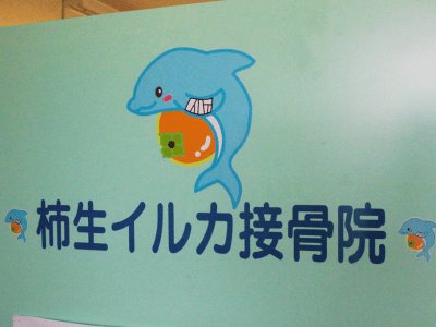 柿生イルカ接骨院の玄関ドア